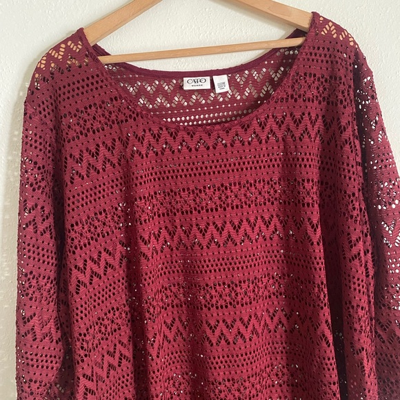 Burgundy Cato Lace Over Dress/Cover Up - Picture 4 of 6